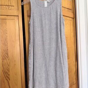 J. Crew Sleeveless Mini Dress in White and Navy Pinstripe